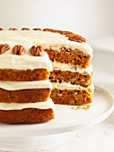 Pecan cake with cream cheese topping