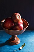 Red apples in a wooden bowl