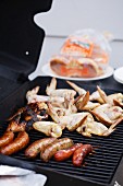 Barbecued food on a barbecue