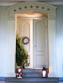 Festively decorated front door