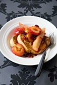 French toast with stewed fruit