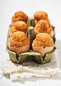 Mini muffins in eggshells