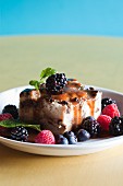 Bread Pudding with Fresh Berries and Caramel Sauce