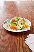 Cucumber salad with smoked salmon and egg