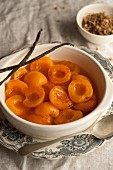 Poached apricots with vanilla pods