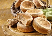 English muffins made with wholemeal flour