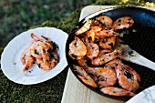 Fried king prawns with garlic and parsley