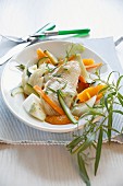 Fillet of fish with fennel, carrots, oranges and tarragon