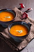Two cups of squash soup
