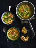 Italian country soup with white beans (view from above)