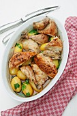 Roast chicken with parsley and boiled potatoes