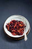 Red cabbage salad with pomegranate and Brazil nuts