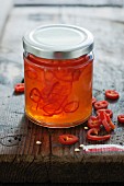 Sweet chilli jam in a screw-top jar