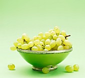 Green grapes in a green bowl