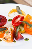 An Heirloom Tomato Salad with Fresh Basil