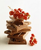 A stack of chocolate pieces