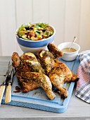 Herb roast chicken with salad