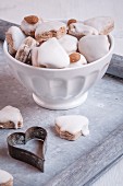 White Christmas cookies in a white bowl