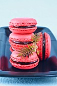 Raspberry macarons with chocolate filling