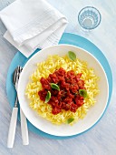 Fusilli with tomato sauce