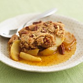 Butterscotch pudding with apples and pears