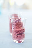 Home-made blueberry ice cream in glasses
