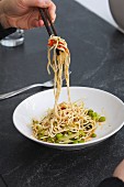 Asian Noodles with Chili Oil and Edamame