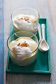 Vanilla pudding with whipped cream