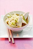 Asian noodle soup with chicken