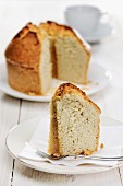 Grandmother s Cookie Crust Cake (baked in angel food pan), selective focus