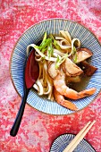 Prawn soup with shiitake mushrooms and rice noodles