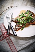 Trout Almandine with french haricot vert green beans