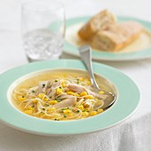 Chicken noodle soup with sweetcorn
