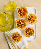 Filo pastry baskets with vegetable filling