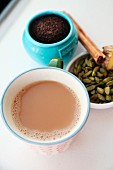 Mug of hot chai tea