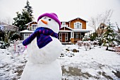 Snowman in front yard