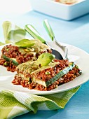 Courgette and olive lasagne with minced meat