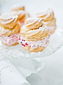 Profiteroles with raspberry cream