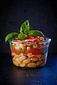 Preserved white beans with smoked salmon and basil
