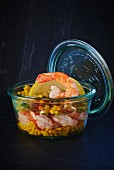Risotto with prawns in a jar