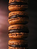 Macaroons with chocolate cream filling, stacked