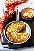 Frittata with salmon, potatoes and chives