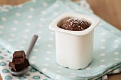 Mini chocolate cake in a yoghurt pot