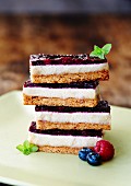 Quark slices with berries, stacked