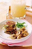 Courgette fritters with sundried tomatoes and mushrooms, for Valentine's Day
