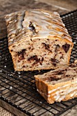 Loaf cake with chocolate and glac