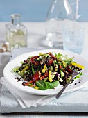 Vegetable salad with beluga lentils