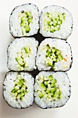 Maki sushi with cucumber and sesame seeds