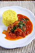 Curry rice with tomato ragout