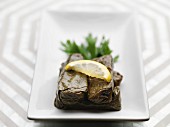 Dolmades with a slice of lemon